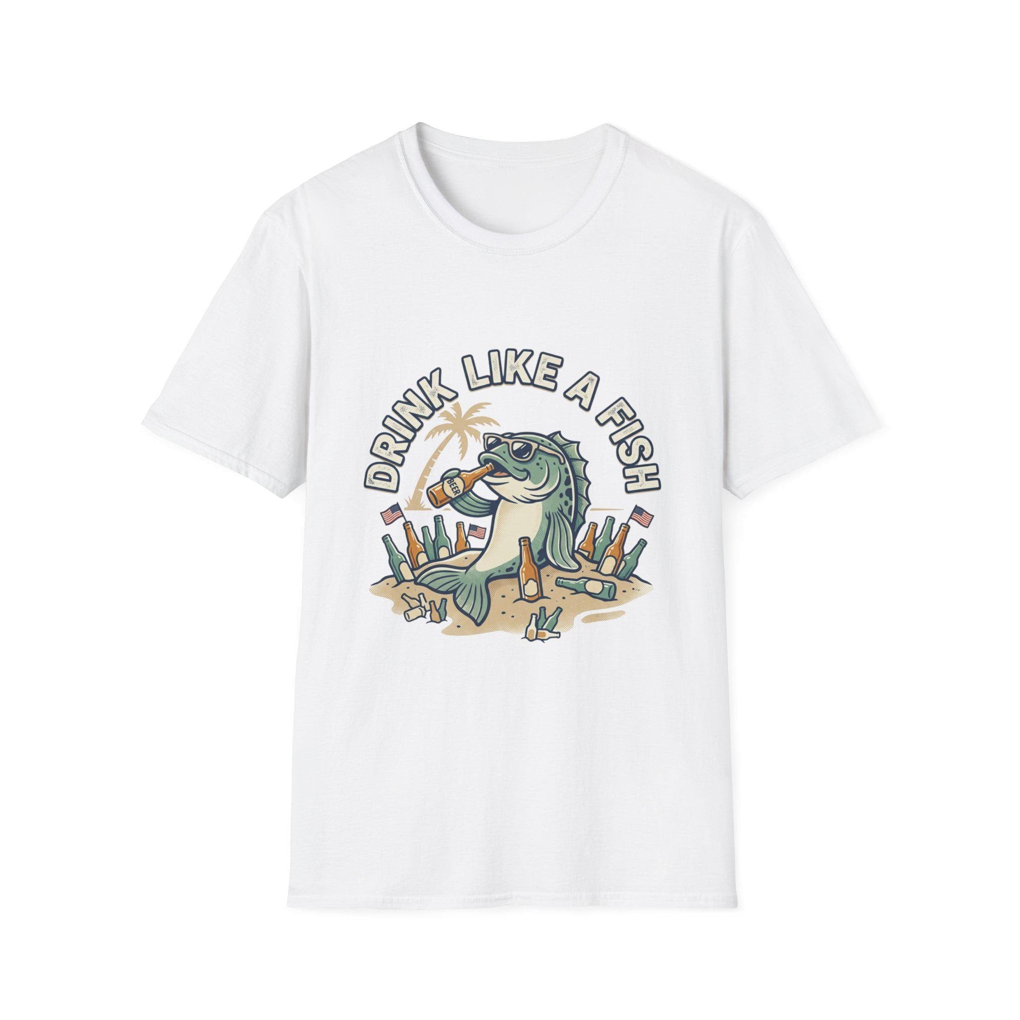 Drink Like a Fish T-Shirt | Fishing Bass Illustration, Coastal Beer Tee