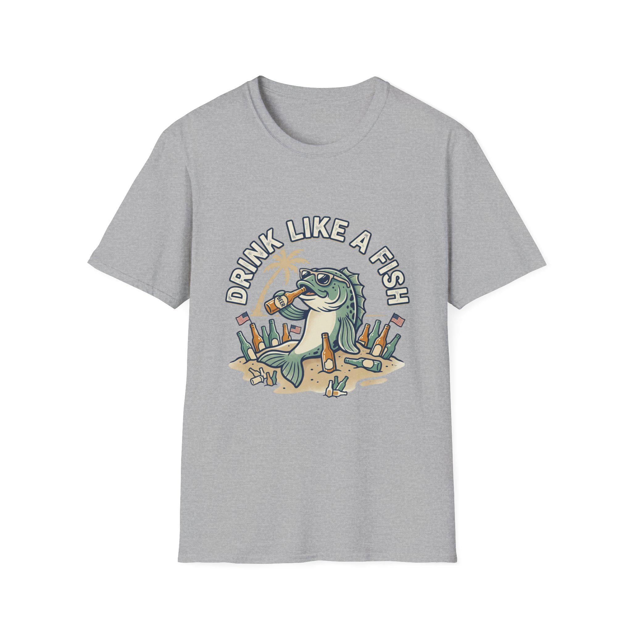 Drink Like a Fish T-Shirt | Fishing Bass Illustration, Coastal Beer Tee