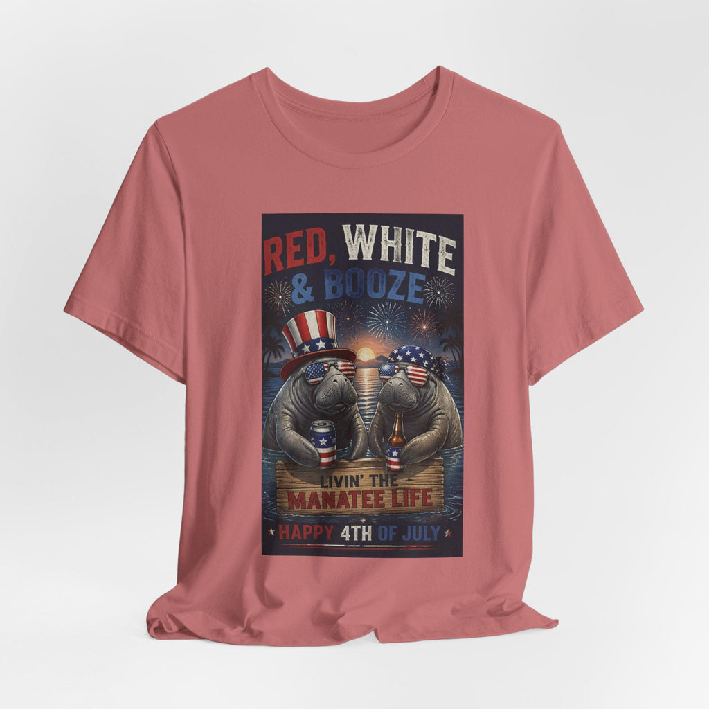 Red White & Booze Manatee Life T-Shirt | 4th of July Patriotic Tee