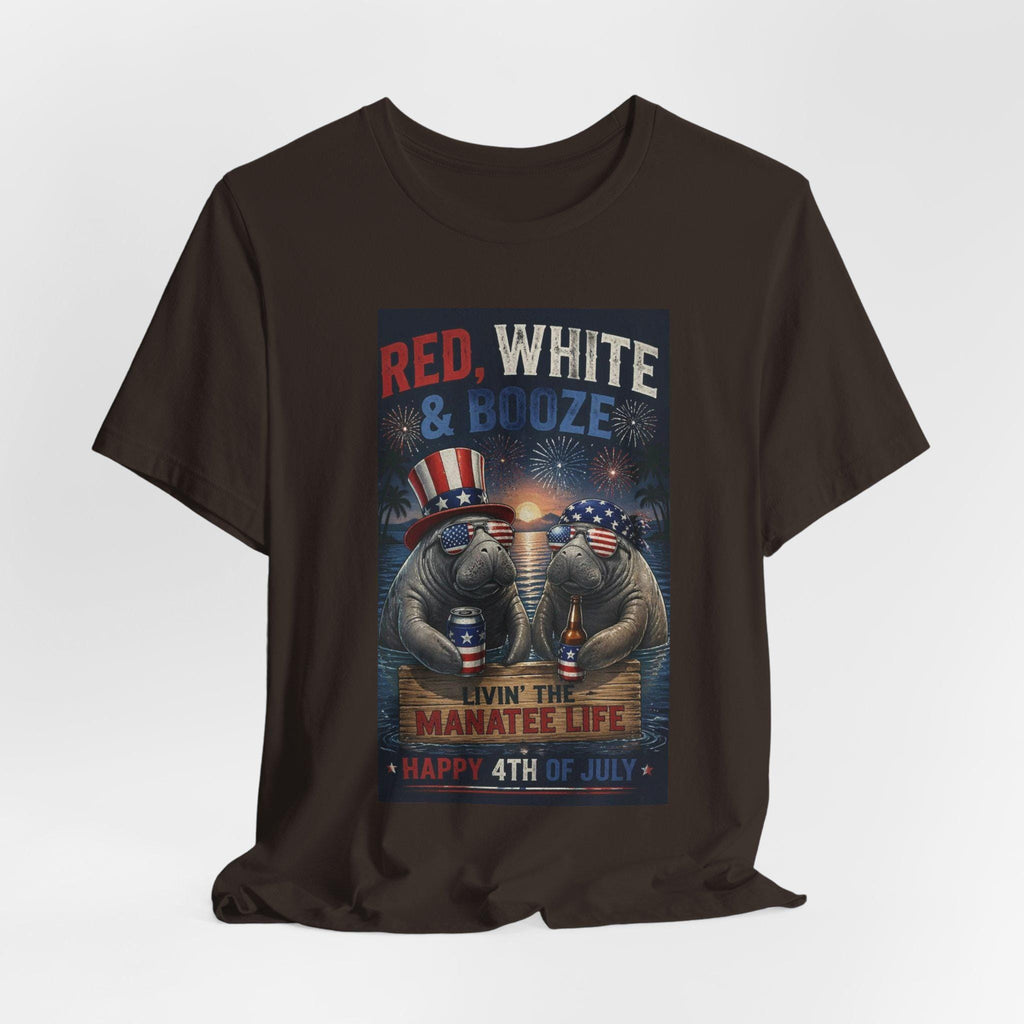 Red White & Booze Manatee Life T-Shirt | 4th of July Patriotic Tee