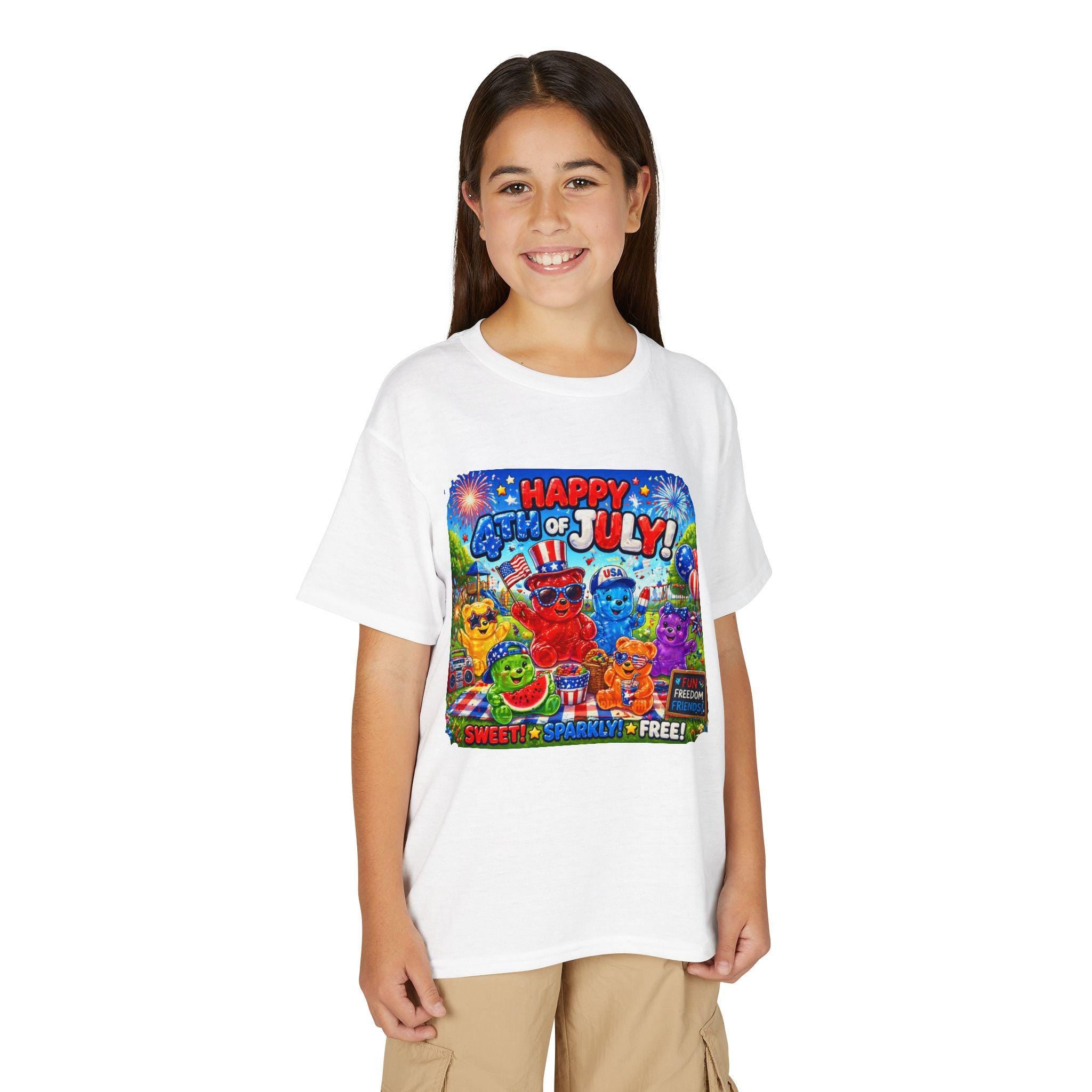 Happy 4th of July Cartoon Characters T-Shirt | Kids Independence Day Tee