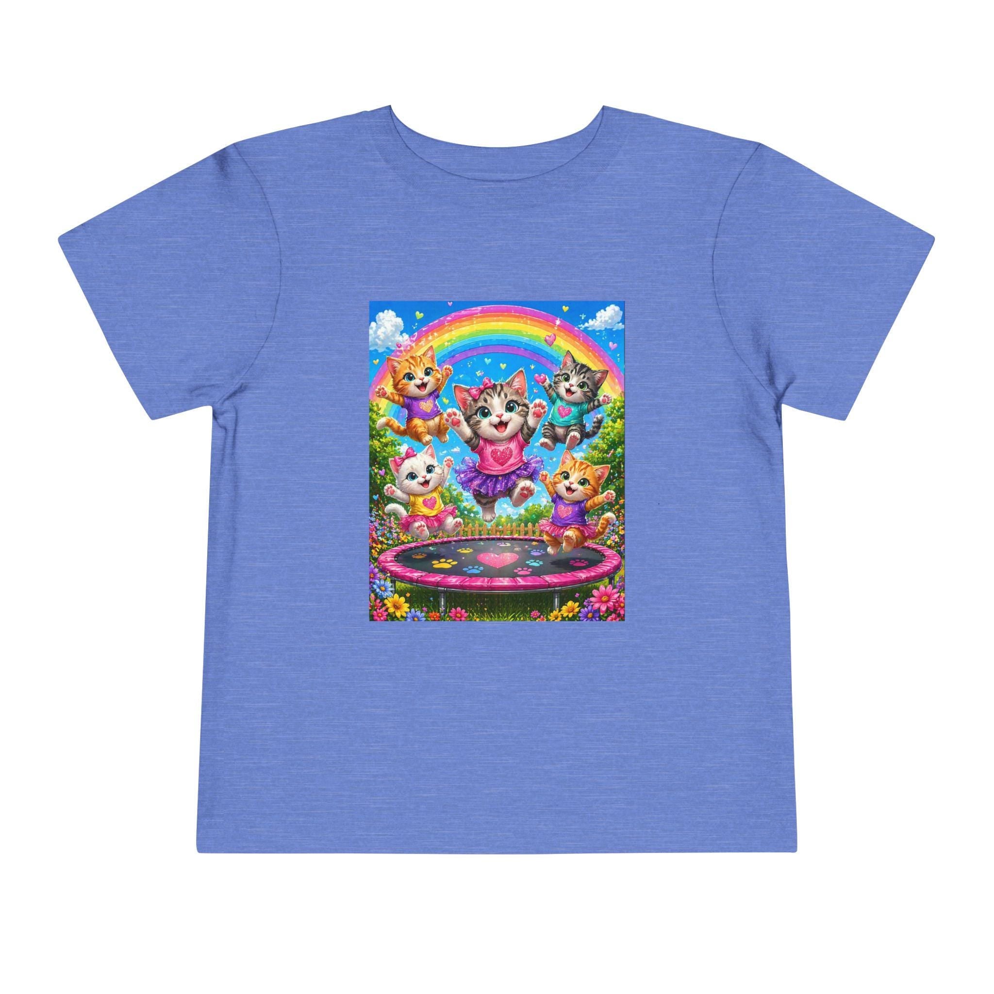 Playful Kittens on Trampoline toddler tee | Rainbow, Flowers, Cute Animals