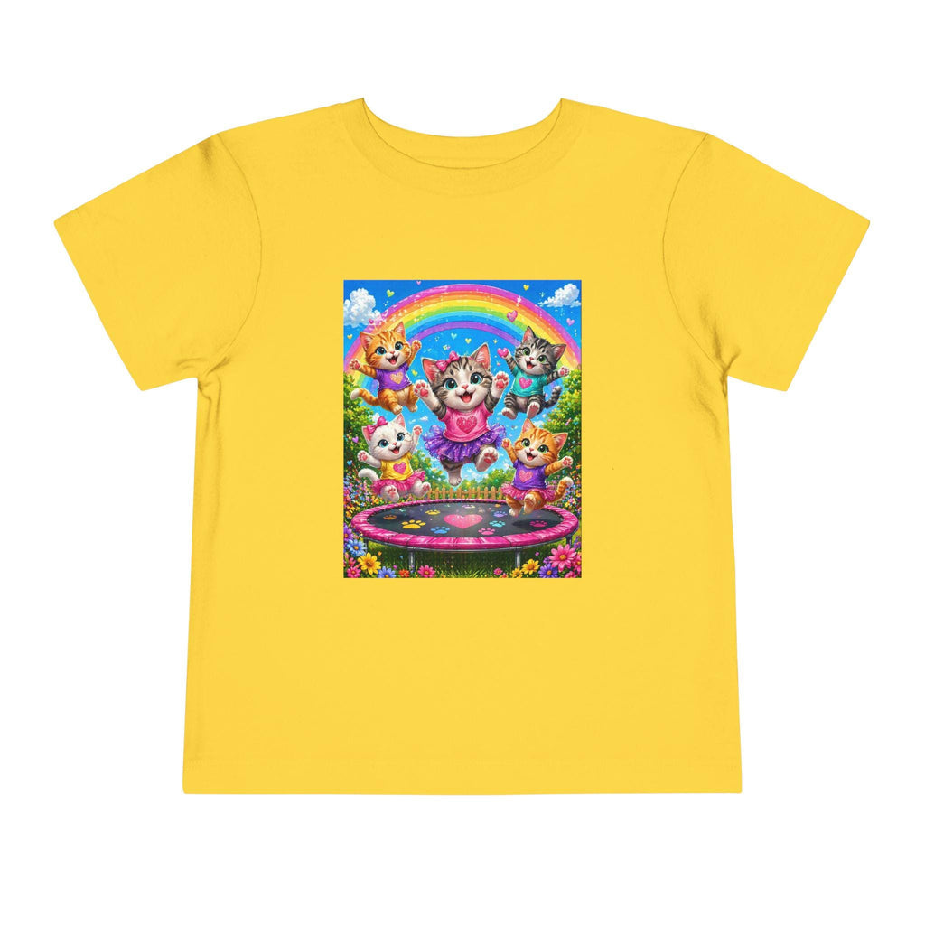 Playful Kittens on Trampoline toddler tee | Rainbow, Flowers, Cute Animals