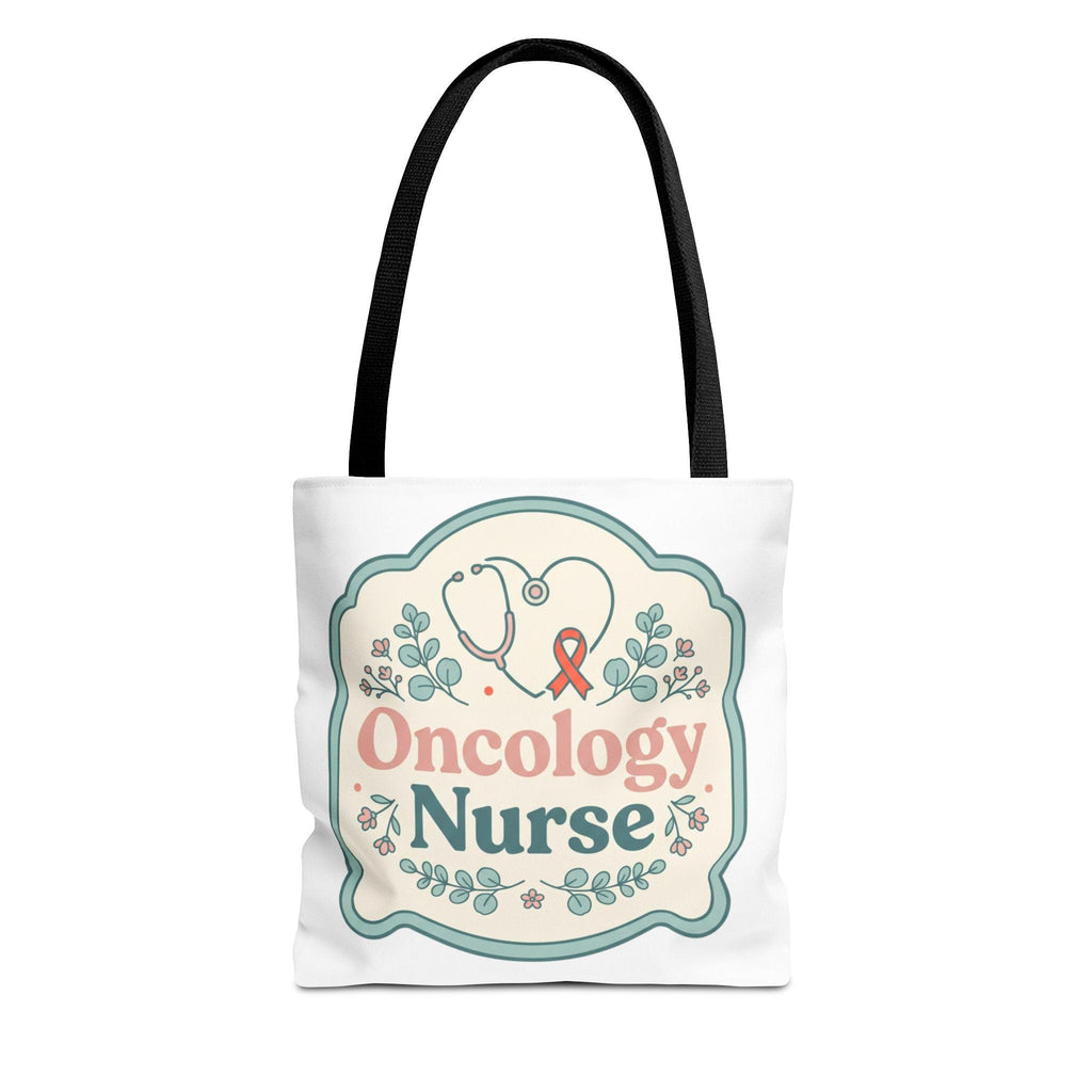 Oncology Nurse heart stethoscope ribbon tote bag | AOP all-over print