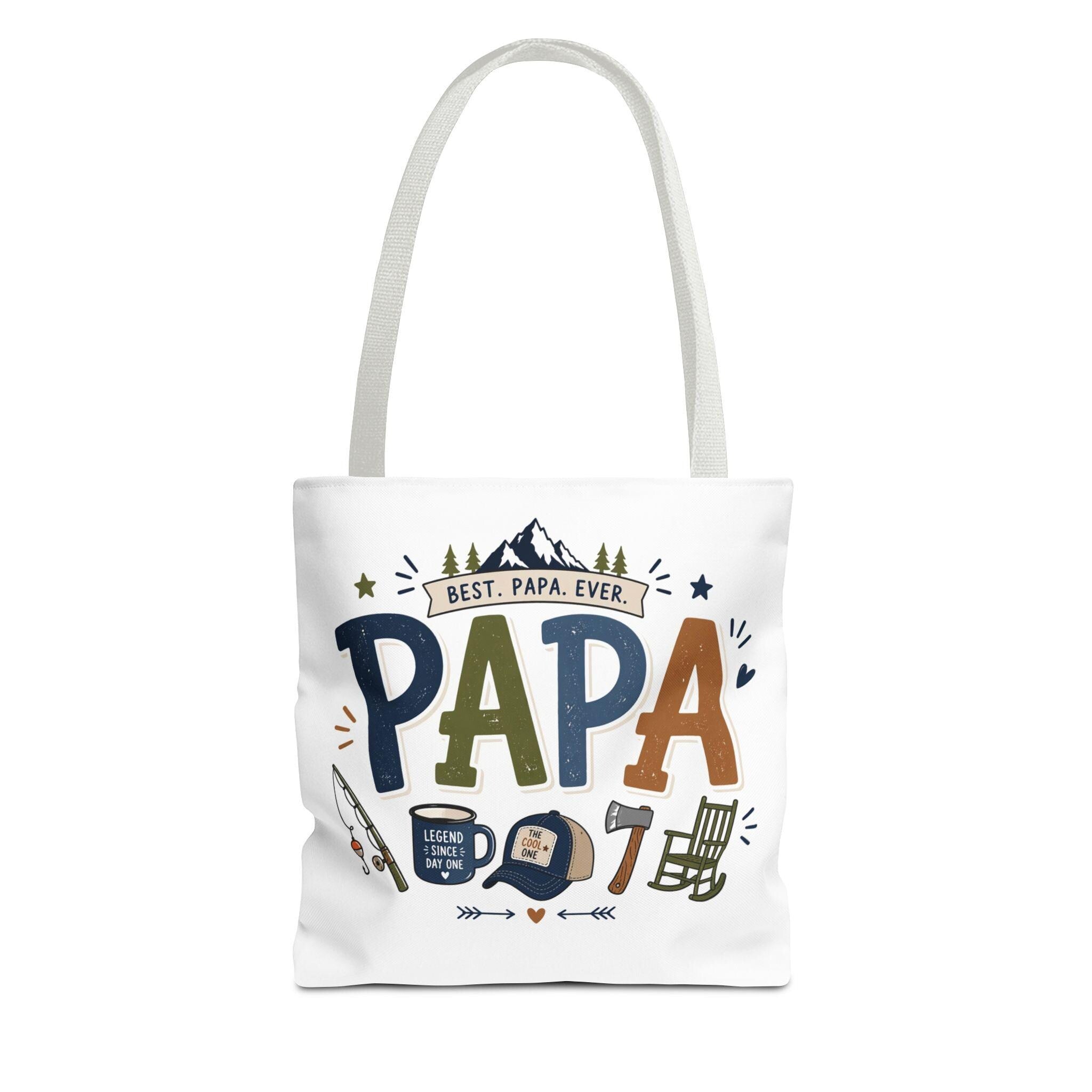 Papa Tote Bag | Fishing, Coffee, Axe, Rocking Chair Icons