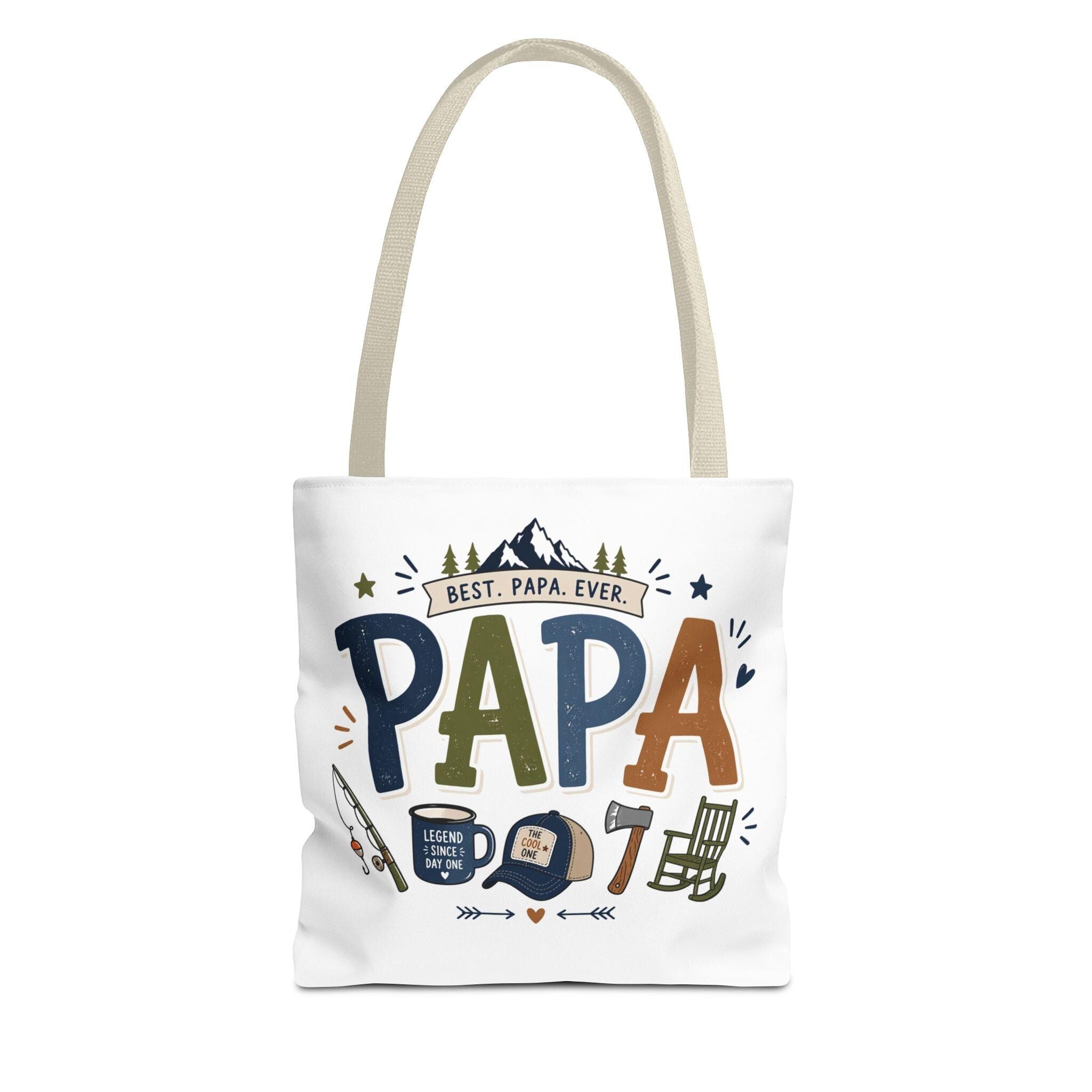 Papa Tote Bag | Fishing, Coffee, Axe, Rocking Chair Icons