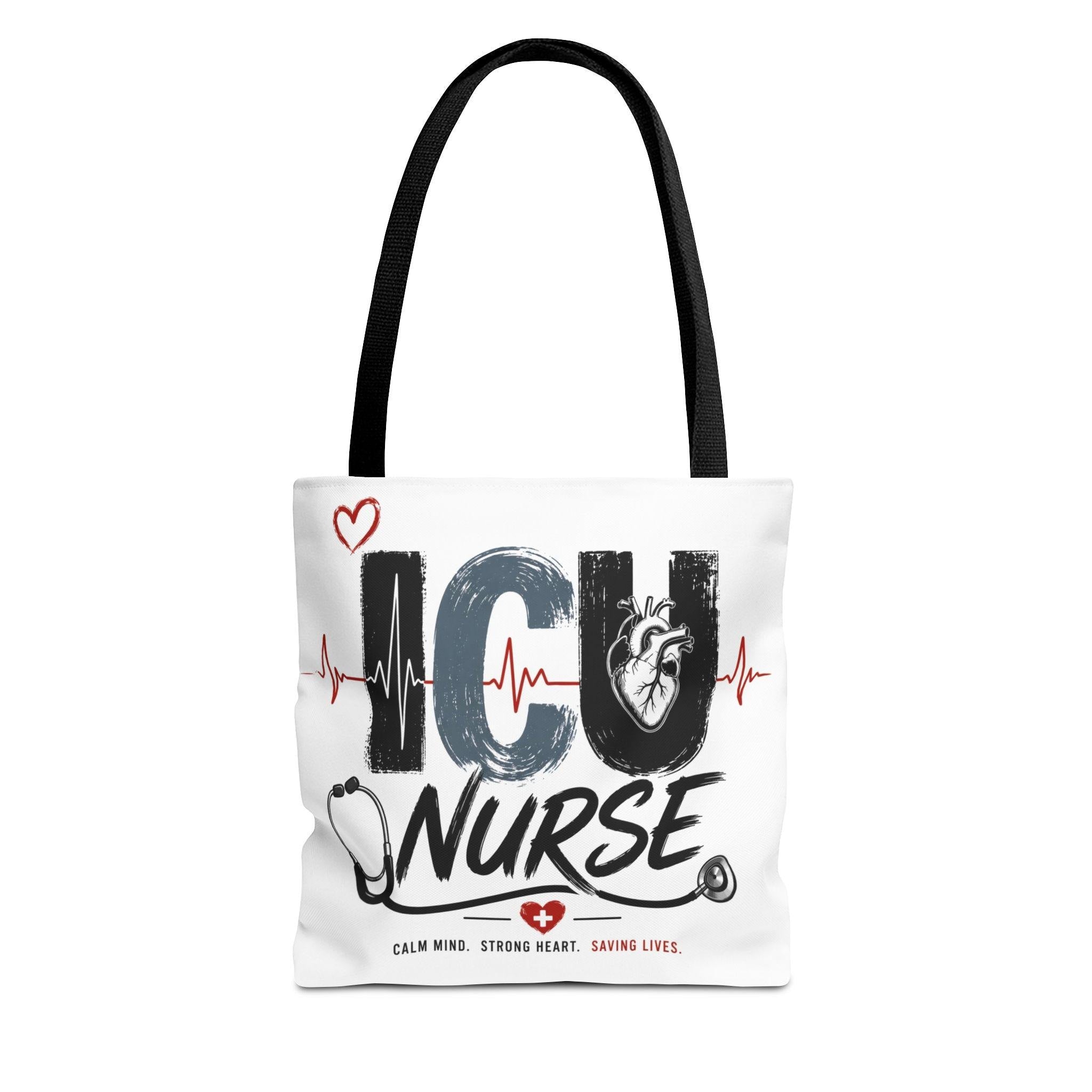 ICU Nurse design Tote Bag | Stethoscope Heartbeat Graphics