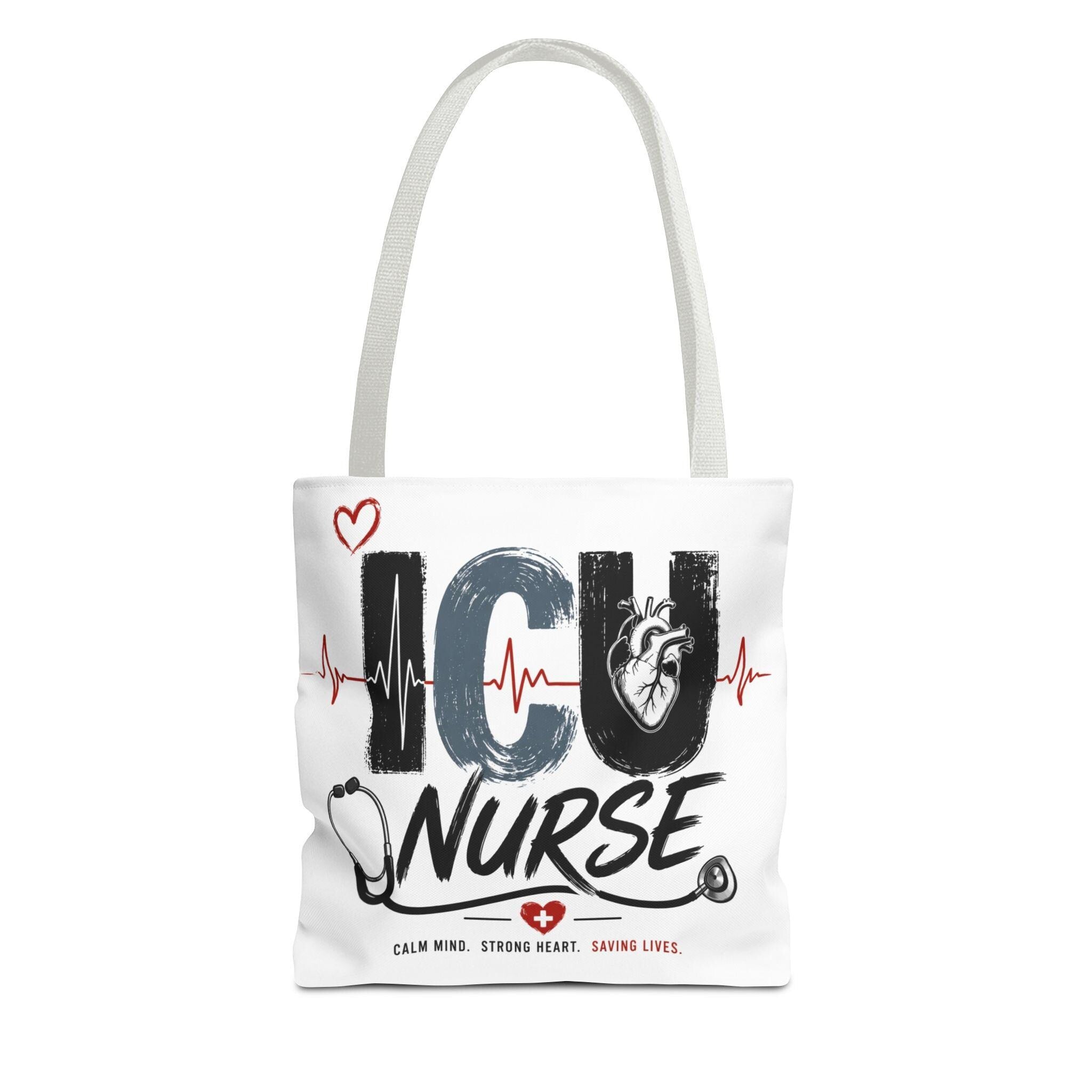 ICU Nurse design Tote Bag | Stethoscope Heartbeat Graphics