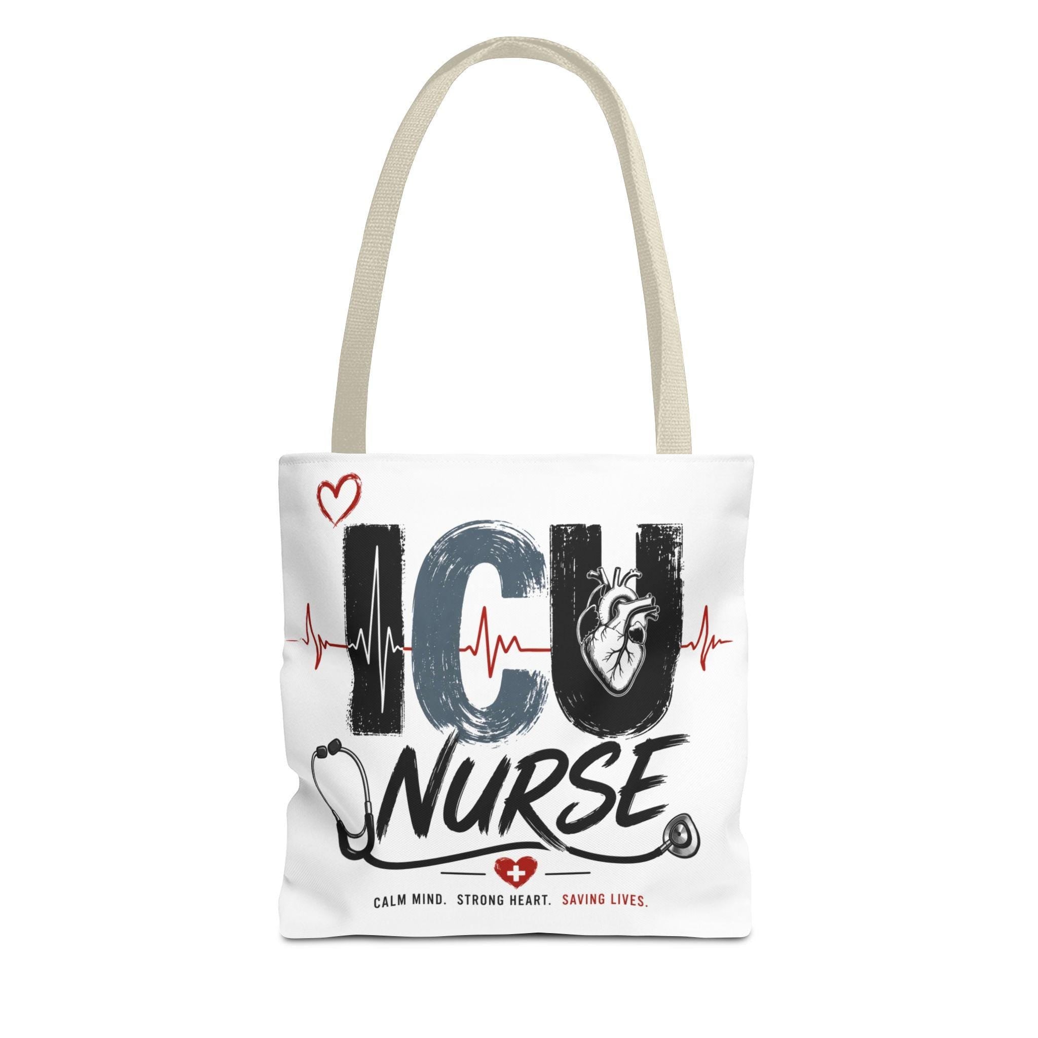 ICU Nurse design Tote Bag | Stethoscope Heartbeat Graphics
