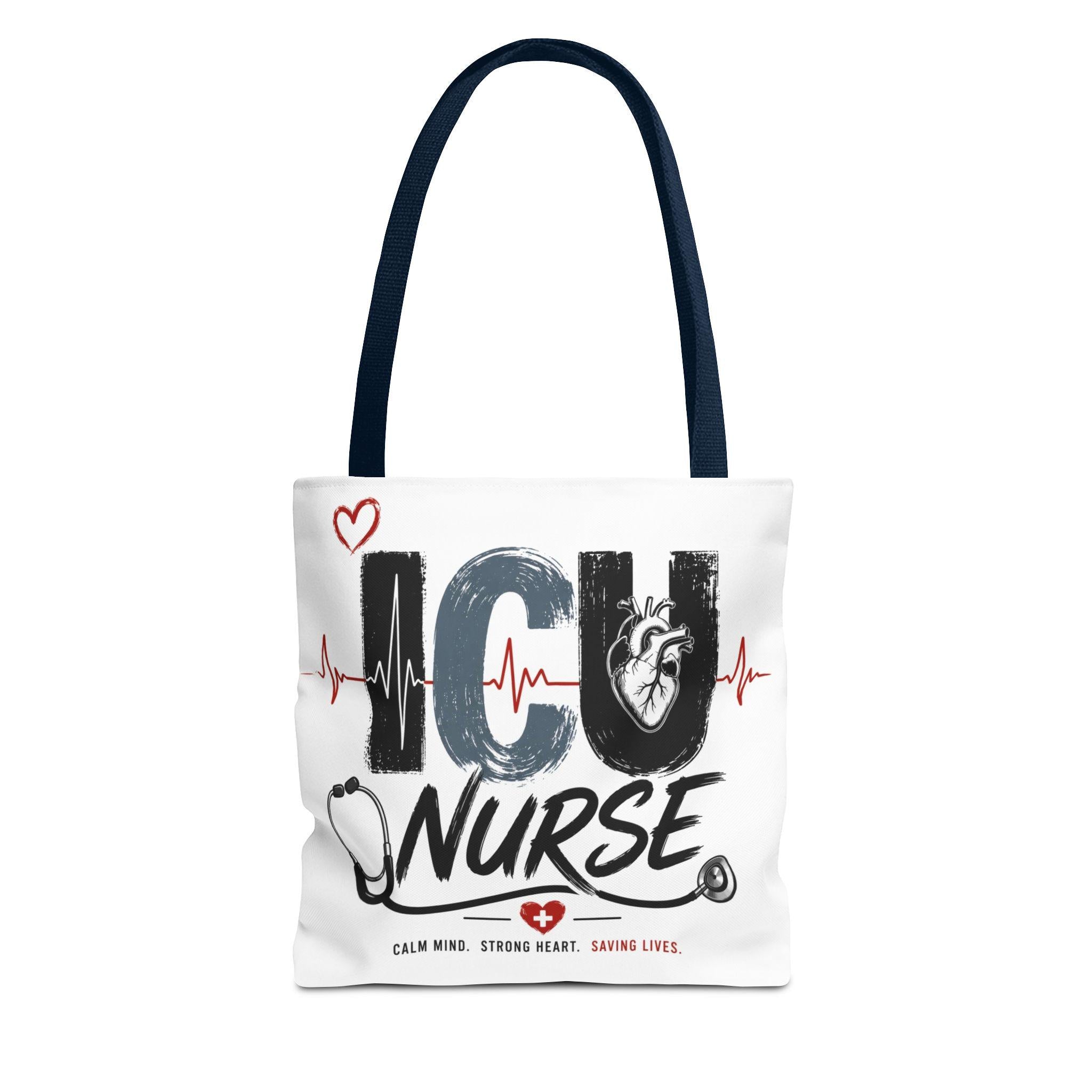 ICU Nurse design Tote Bag | Stethoscope Heartbeat Graphics