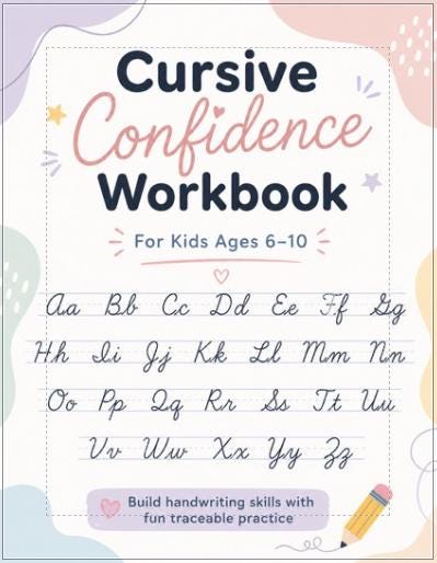 Printable Cursive Workbook for Kids A-Z, Handwriting Practice Sheets, Homeschool PDF, Digital Download