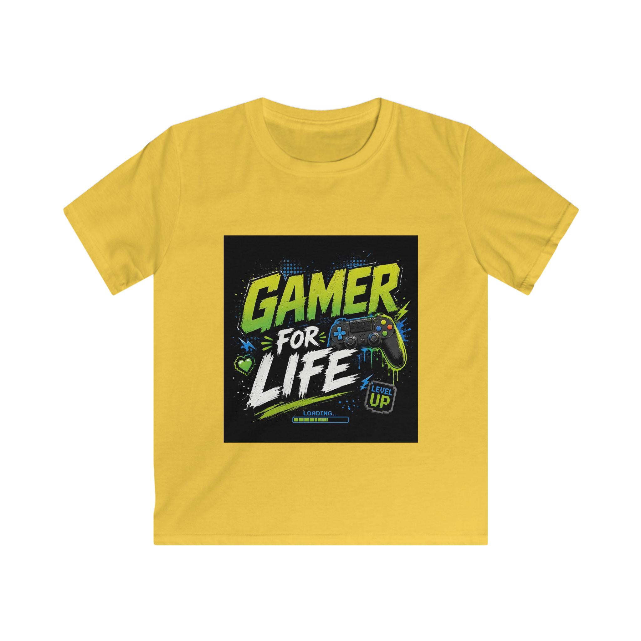 Gamer For Life Kids Tee | Video Game Controller, Neon Gamer Design