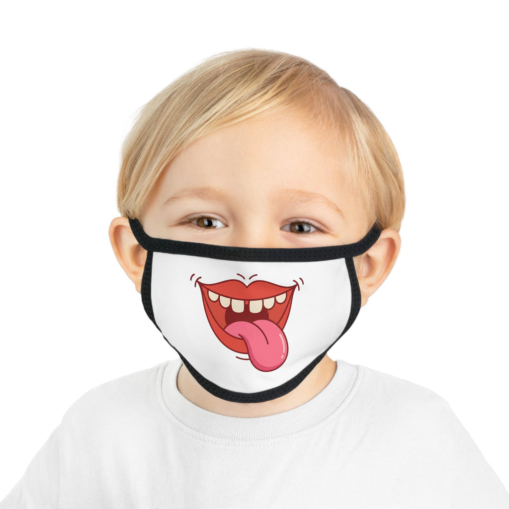Tongue Out Smile Kid's Face Mask | Funny Cartoon Mouth Design