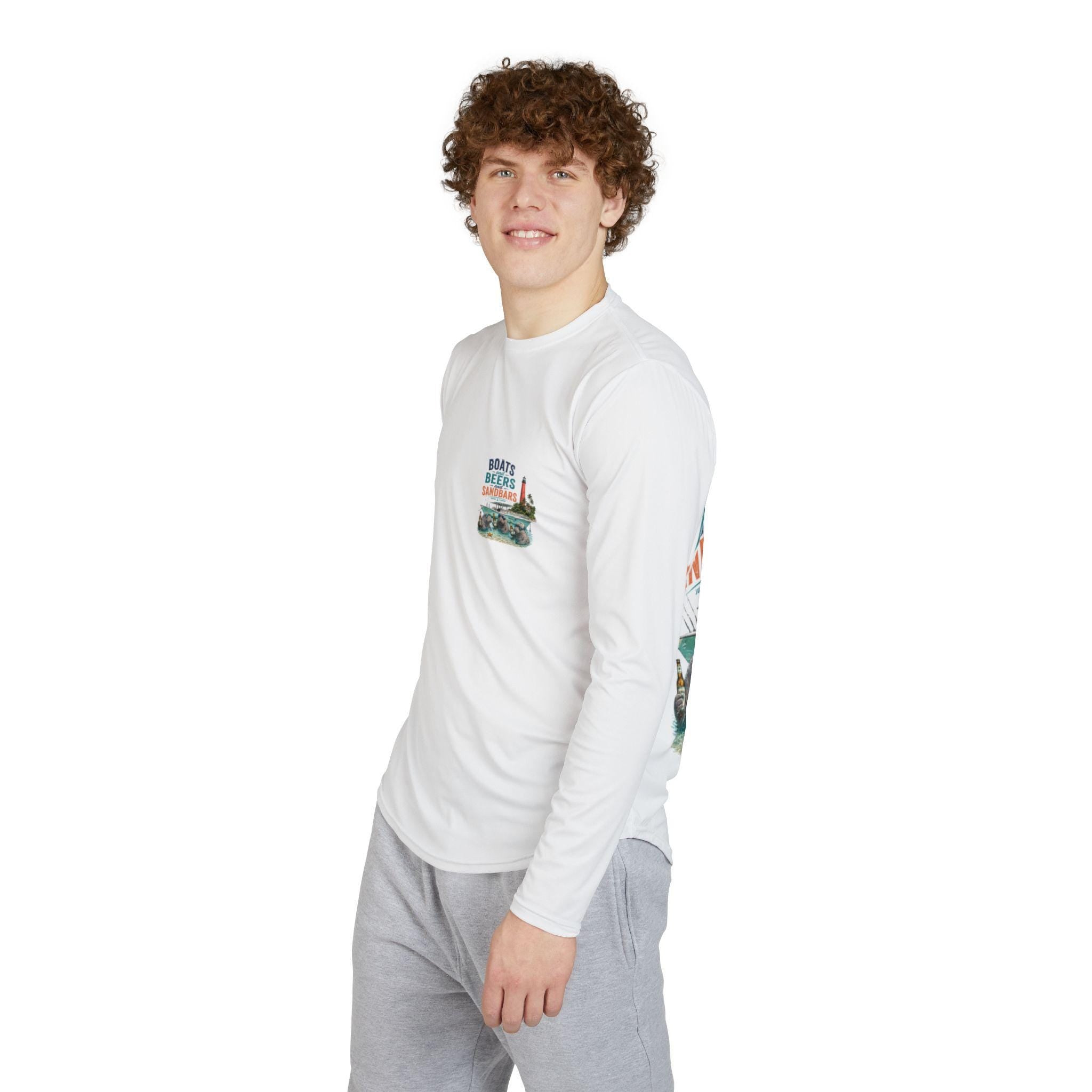 Boats and Beers and Sandbars Long Sleeve Shirt | Nautical Manatees Lighthouse