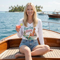 Boat Day Beauty V-neck Long Sleeve Shirt | Pinup Girl Beach Boat Design