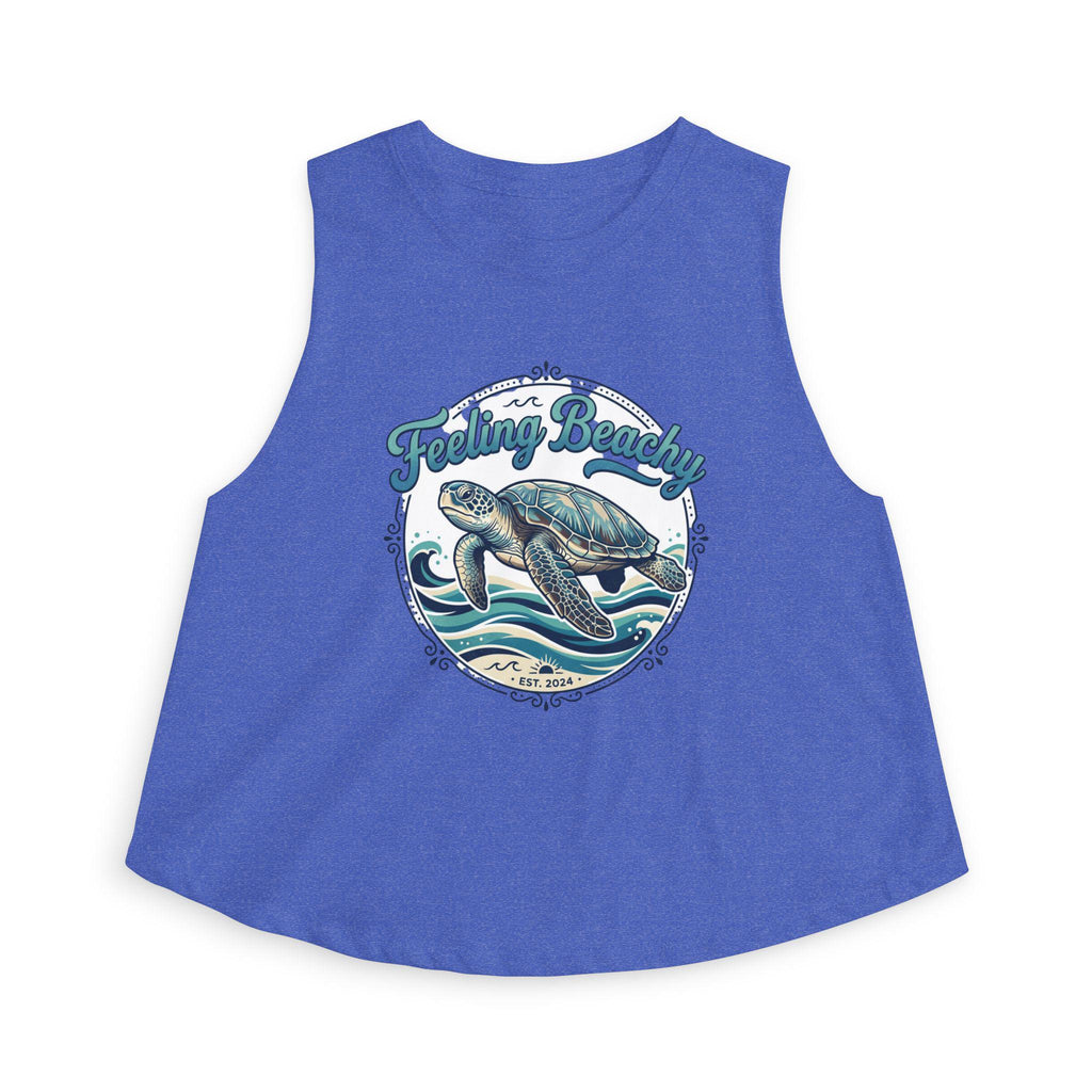 Sea Turtle Feeling Beachy Crop Top | Retro Surf Waves Tank