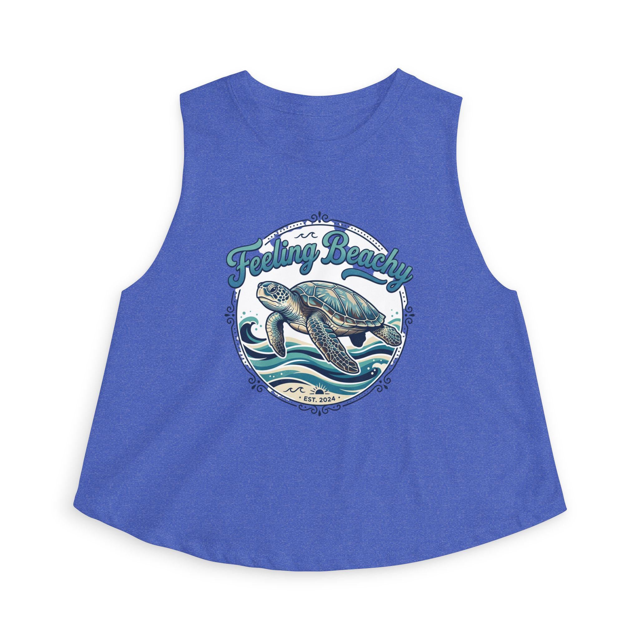 Sea Turtle Feeling Beachy Crop Top | Retro Surf Waves Tank