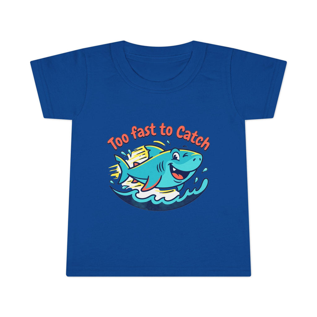 Too Fast to Catch Shark Toddler T-shirt | Cute Surfing Shark, Ocean Kids Tee