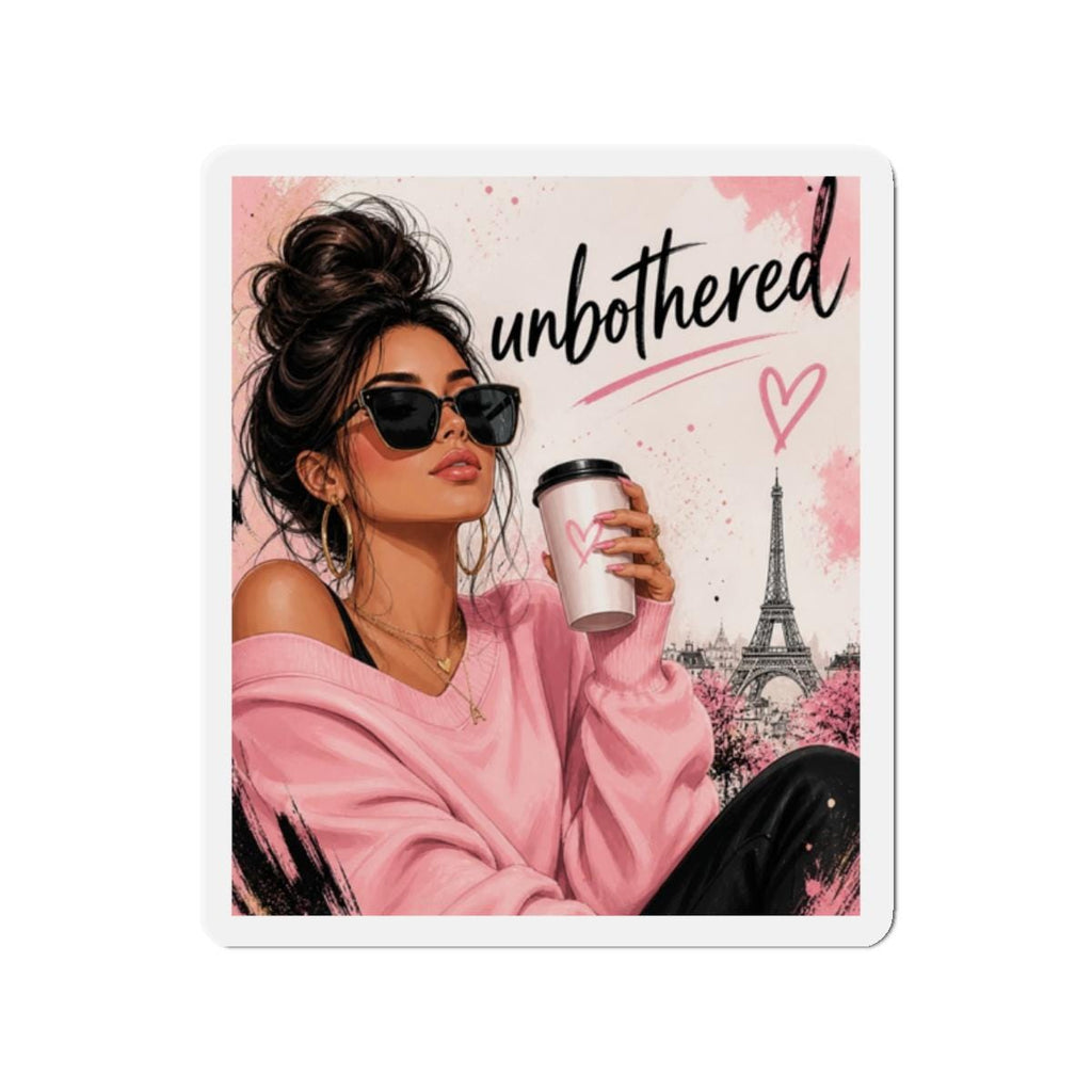 Unbothered Paris Girl Die-Cut Magnet | Fashion Coffee Eiffel