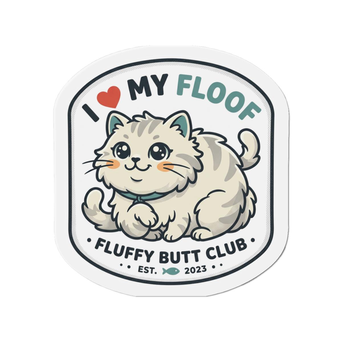 I  My Floof Cat Die-Cut Magnet | Fluffy Butt Club Sticker Magnet