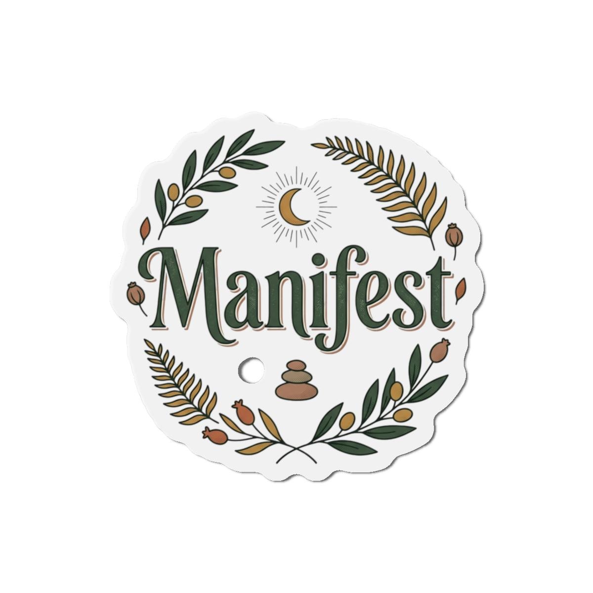 Manifest wreath die-cut magnet | spiritual affirmation fridge magnet