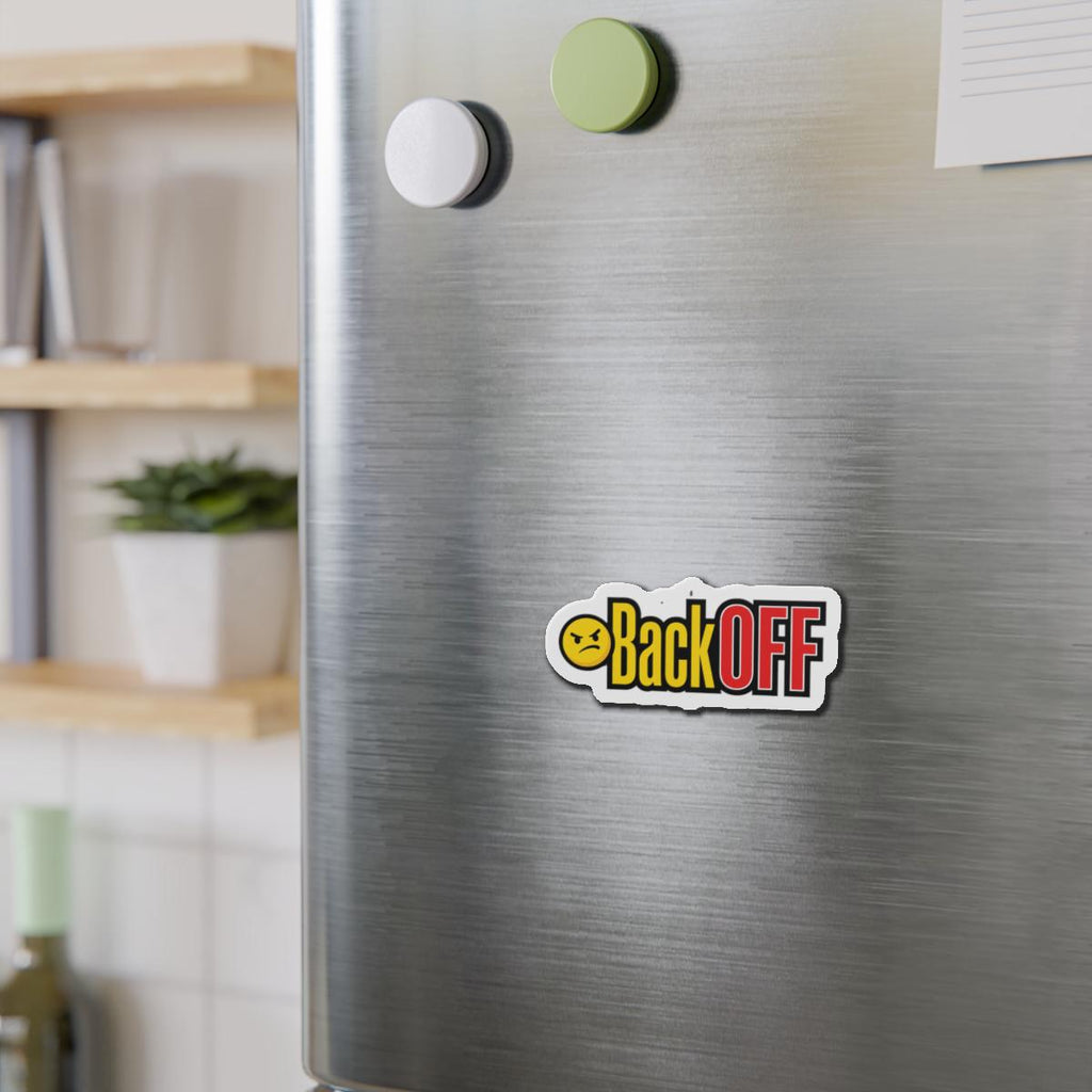 Angry Emoji Back OFF Die-Cut Magnet | Refrigerator Sticker
