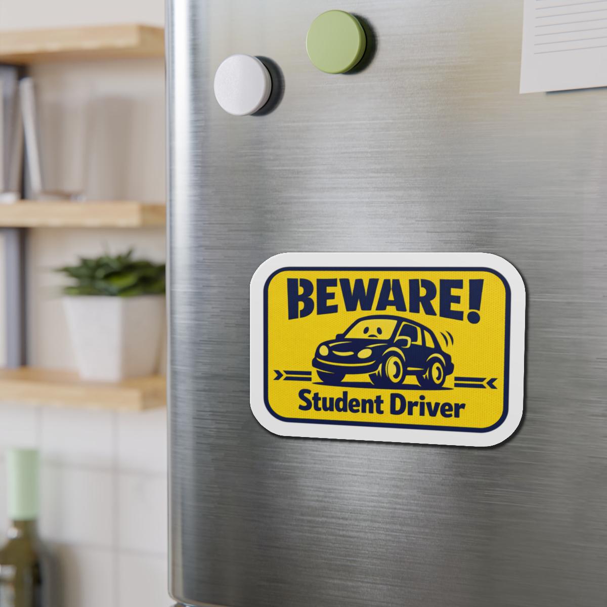 Beware! Student Driver Die-Cut Magnet | Car Safety Sticker Magnet