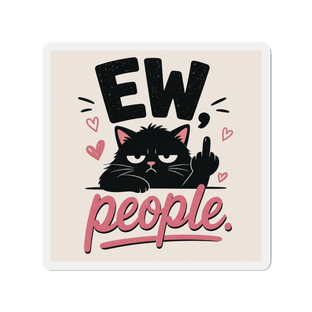 Grumpy Black Cat Magnet, Funny Sassy Middle Finger Die-Cut Vinyl