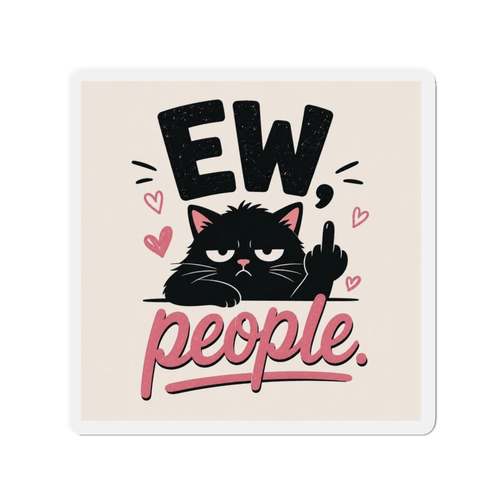 Grumpy Black Cat Magnet, Funny Sassy Middle Finger Die-Cut Vinyl