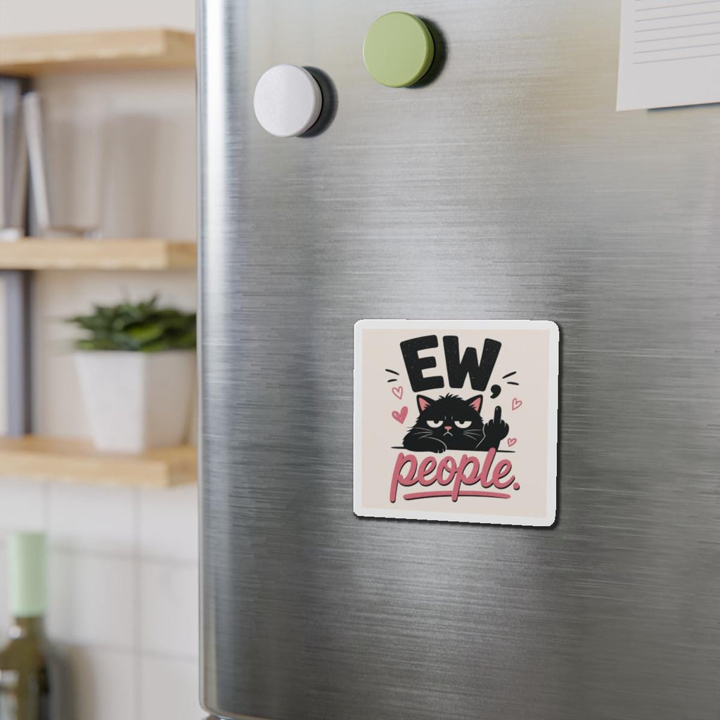 Grumpy Black Cat Magnet, Funny Sassy Middle Finger Die-Cut Vinyl