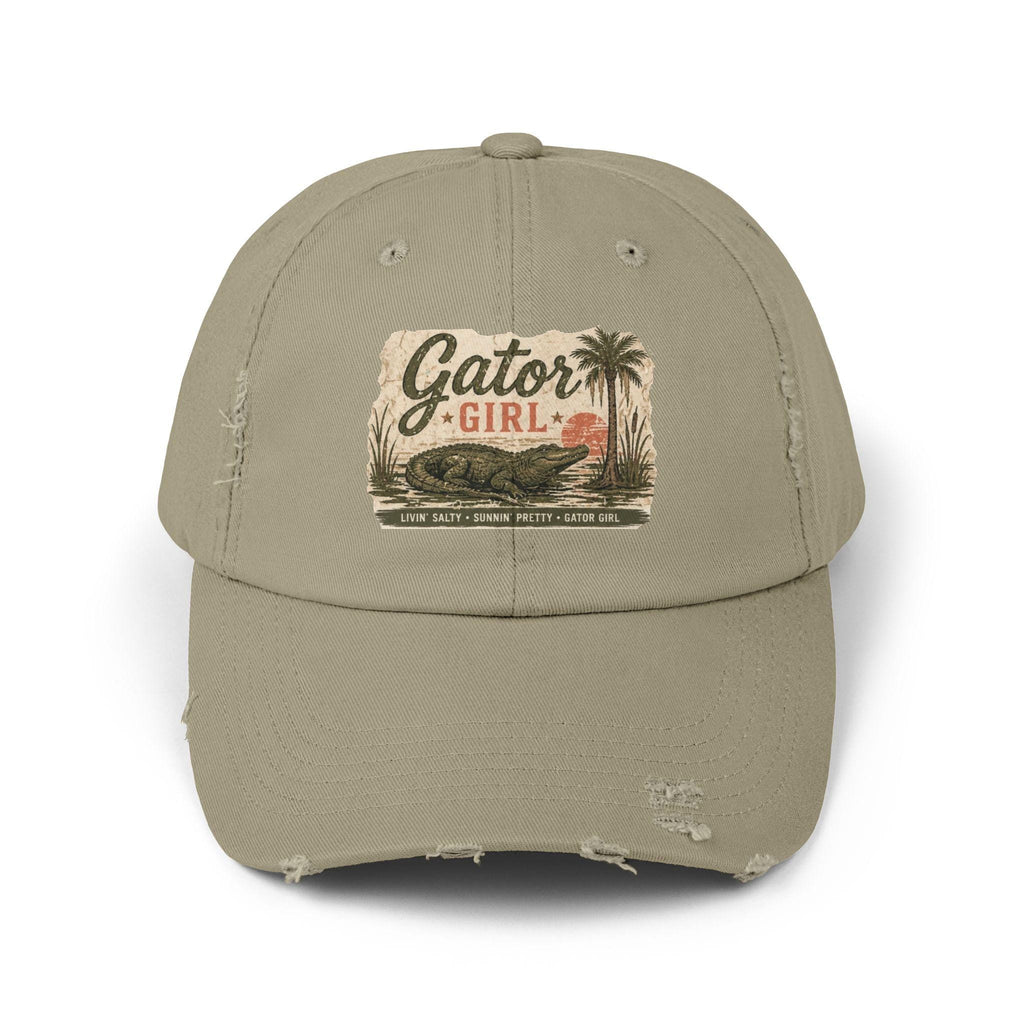 Gator Girl baseball cap | distressed alligator palm tree patch