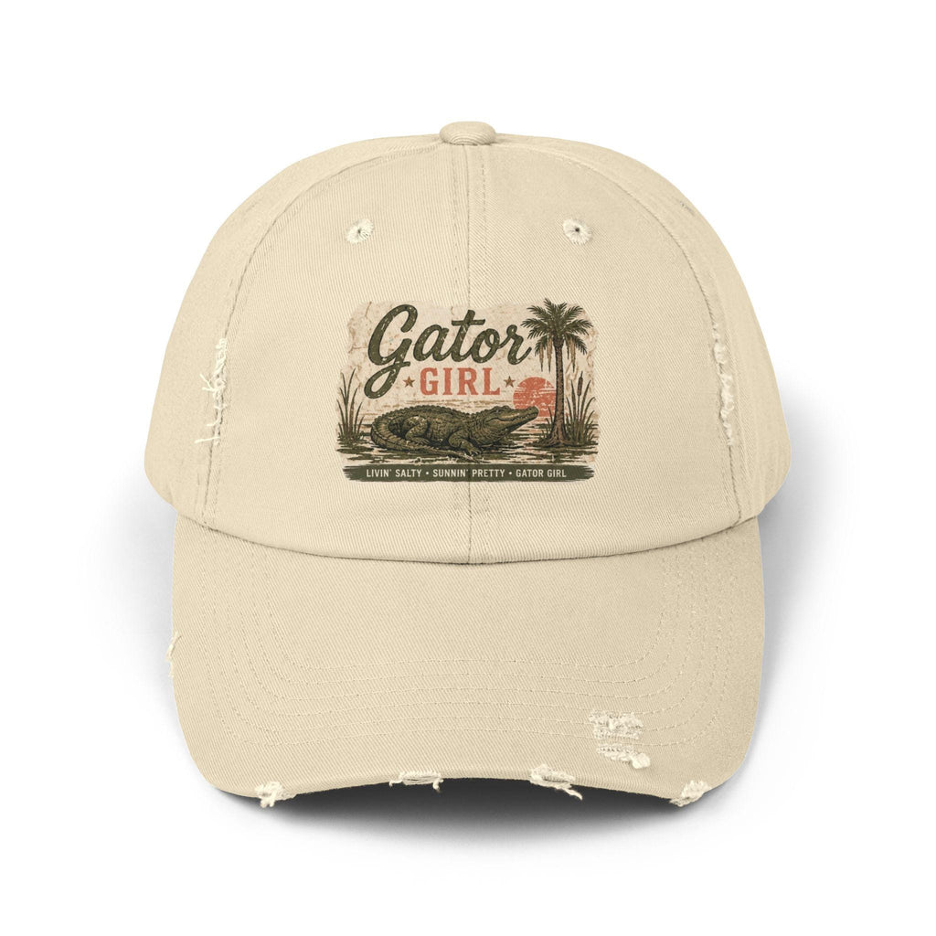 Gator Girl baseball cap | distressed alligator palm tree patch