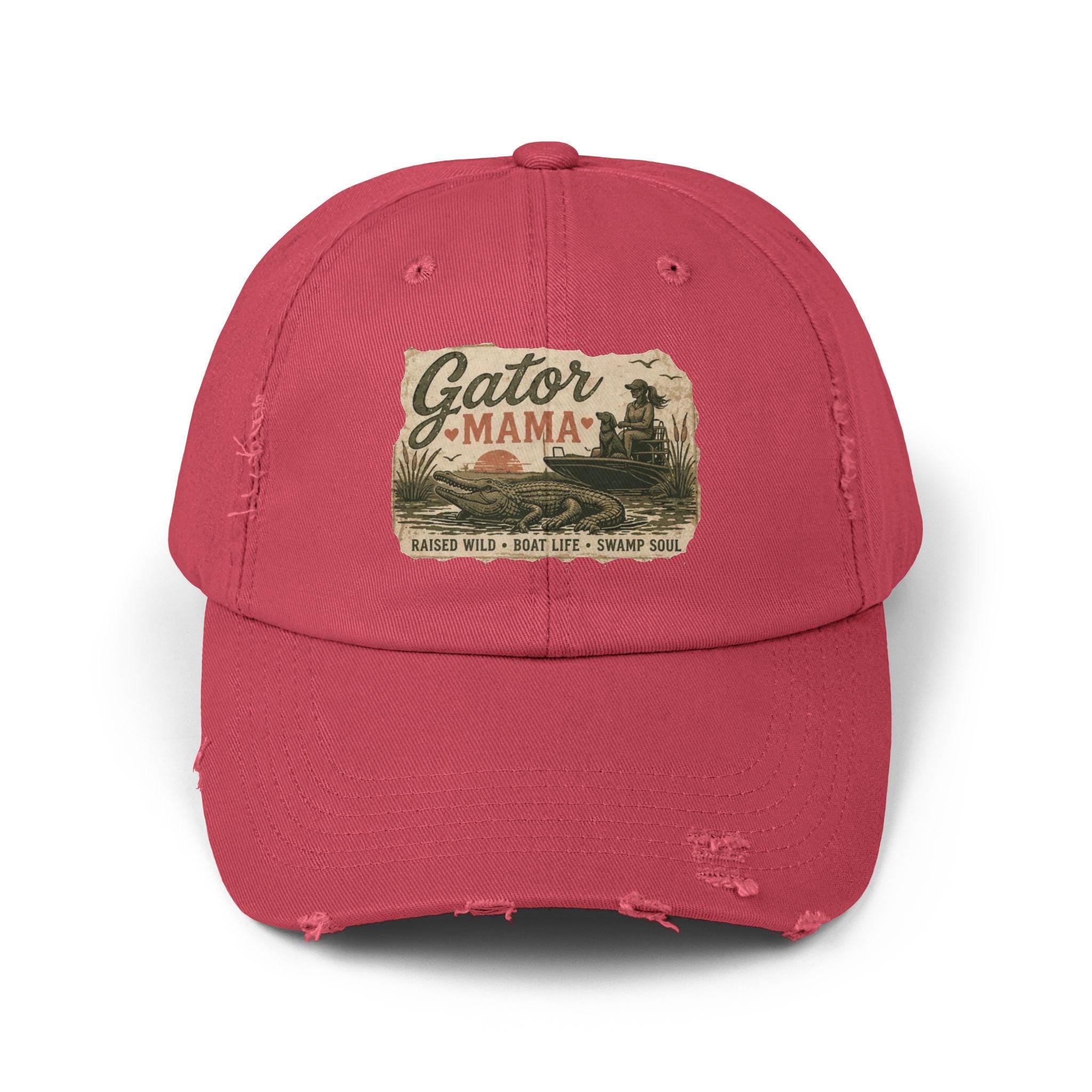Gator Mama distressed patch Cap | alligator swamp vintage design