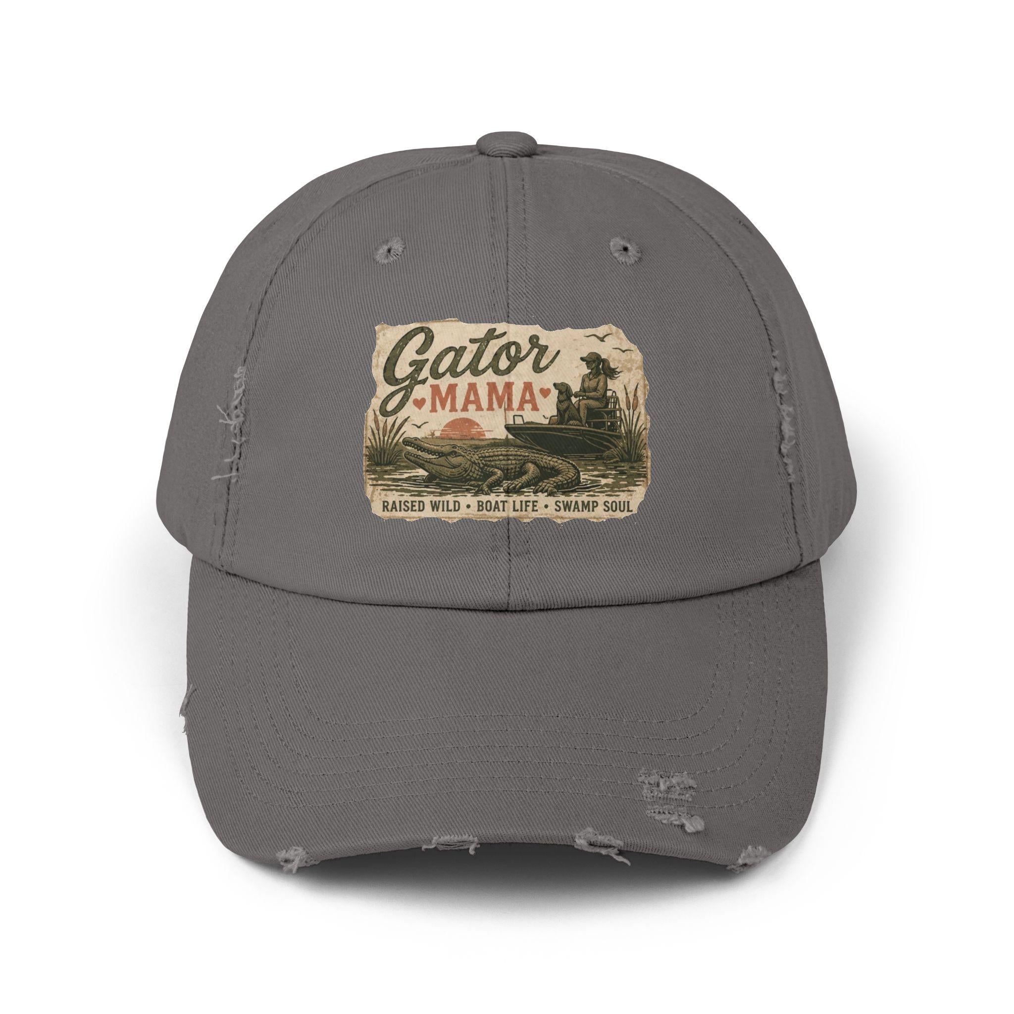 Gator Mama distressed patch Cap | alligator swamp vintage design