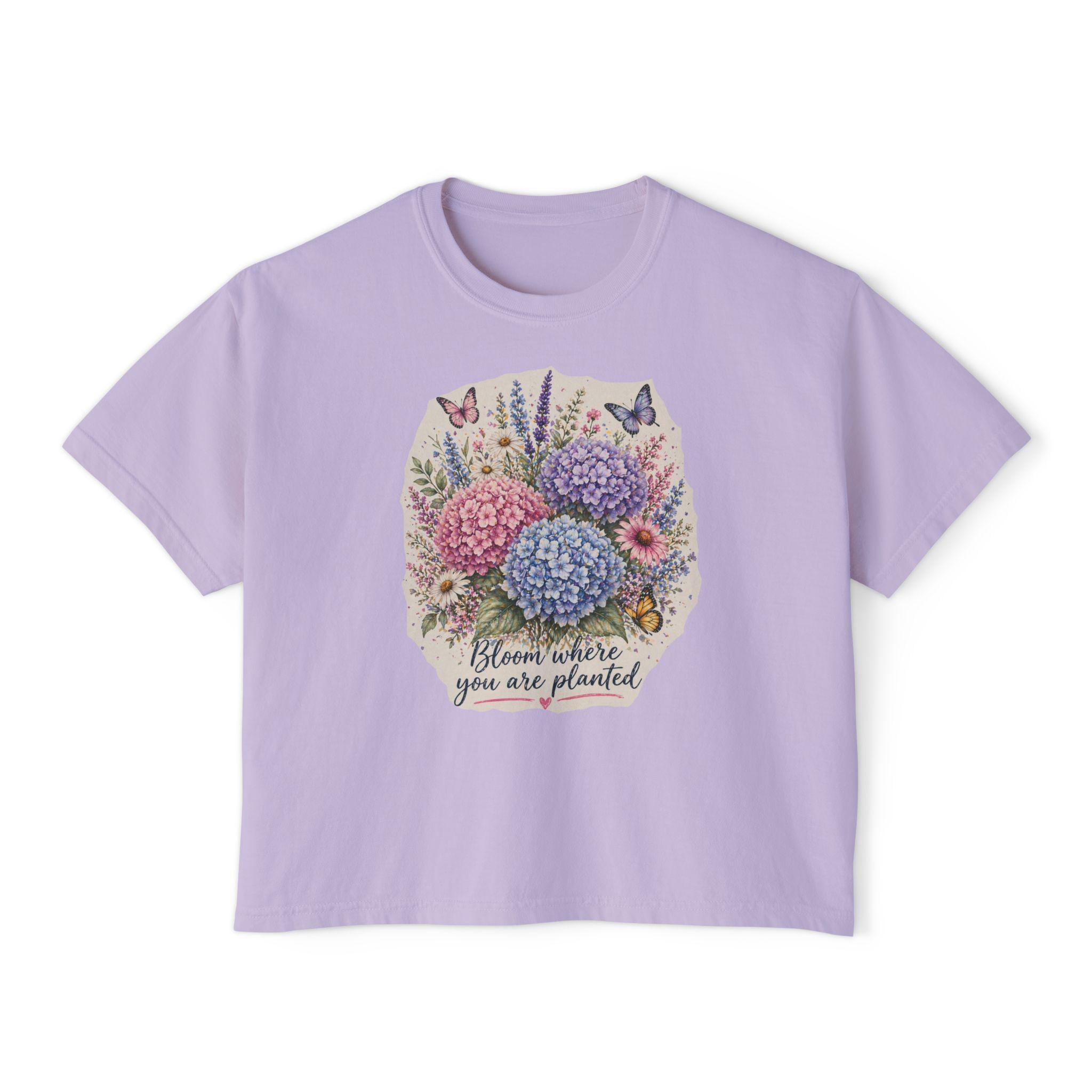 Hydrangea Bouquet Bloom Where You Are Planted T-Shirt | Floral, Butterflies