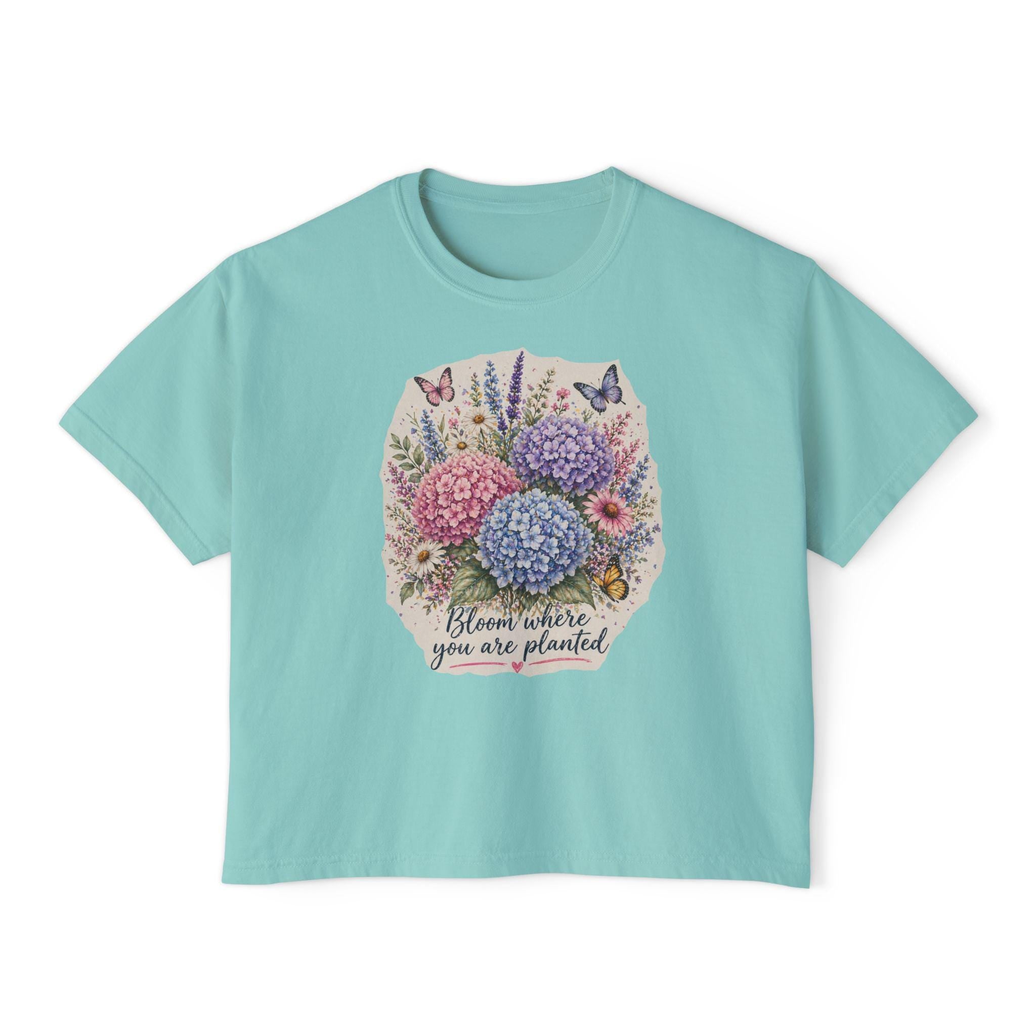Hydrangea Bouquet Bloom Where You Are Planted T-Shirt | Floral, Butterflies