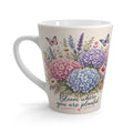 Bloom Where You Are Planted Latte Mug | Hydrangea Bouquet, Butterflies