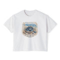 Sea Turtle Hatchling on Beach Women's Boxy Tee | Ocean Nature Shirt