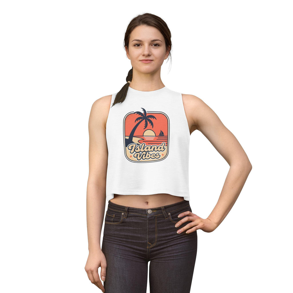 Island Vibes Sunset Palm Crop Top | Tropical Beachwear