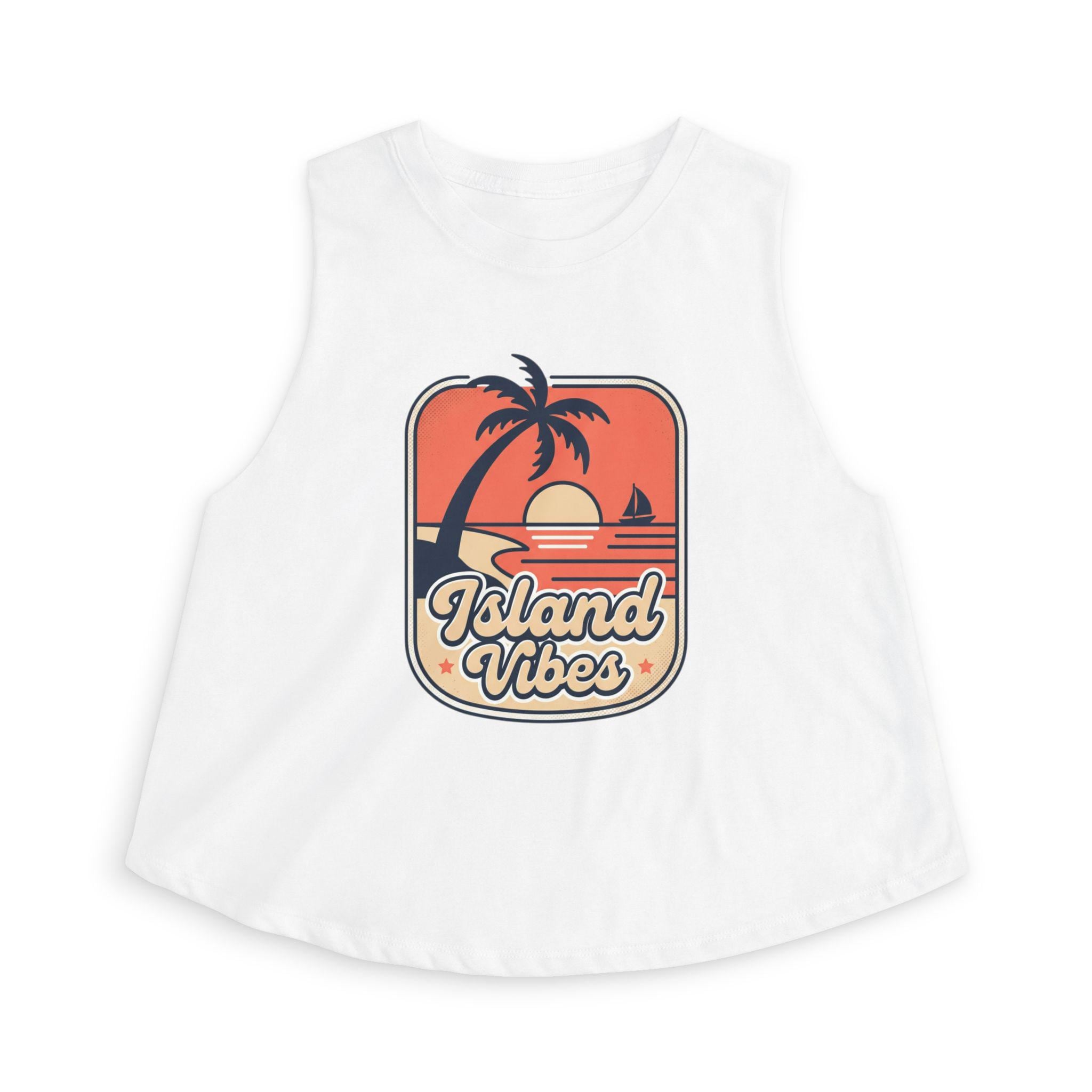 Island Vibes Sunset Palm Crop Top | Tropical Beachwear