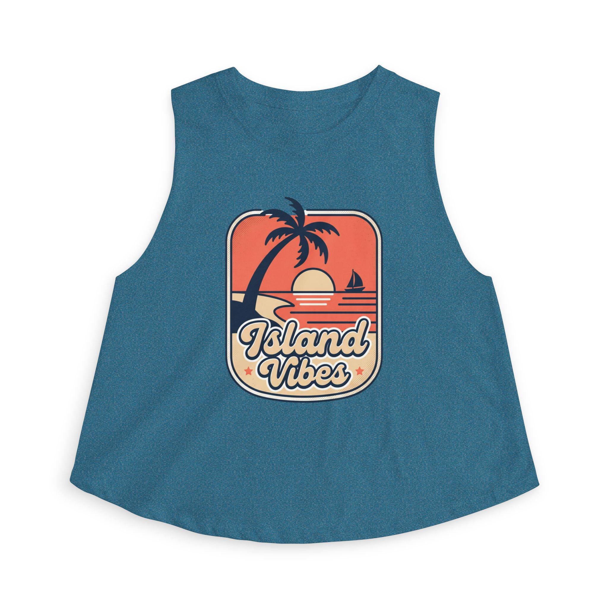 Island Vibes Sunset Palm Crop Top | Tropical Beachwear