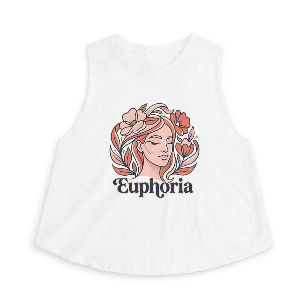 Floral Woman Portrait Euphoria Crop Top | Boho Flower Illustration