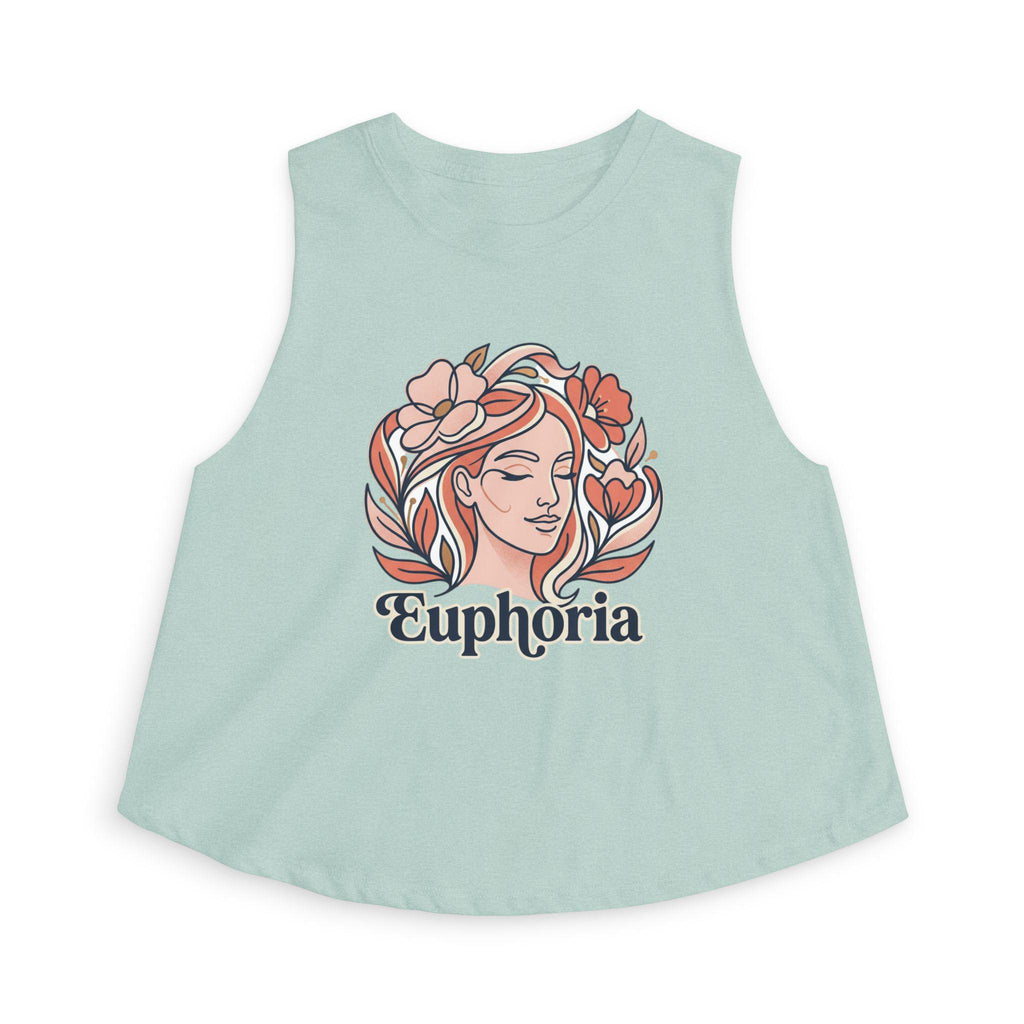 Floral Woman Portrait Euphoria Crop Top | Boho Flower Illustration