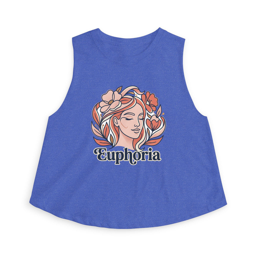 Floral Woman Portrait Euphoria Crop Top | Boho Flower Illustration