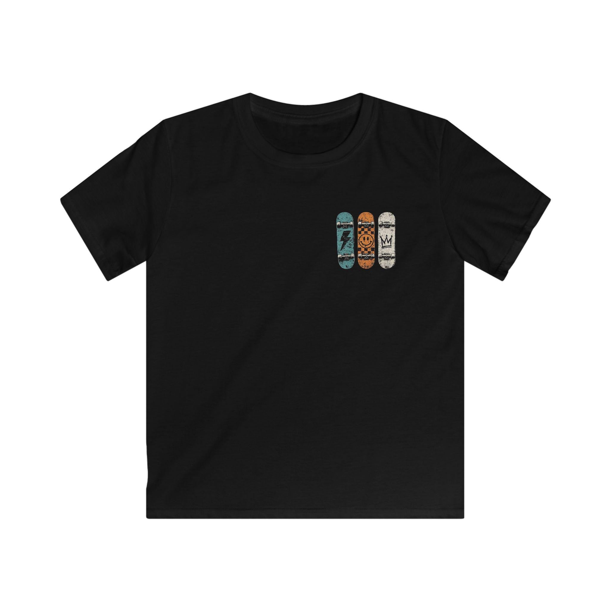 Skate All Day graphic Kids Tee | Skateboard deck art, checkerboard urban design