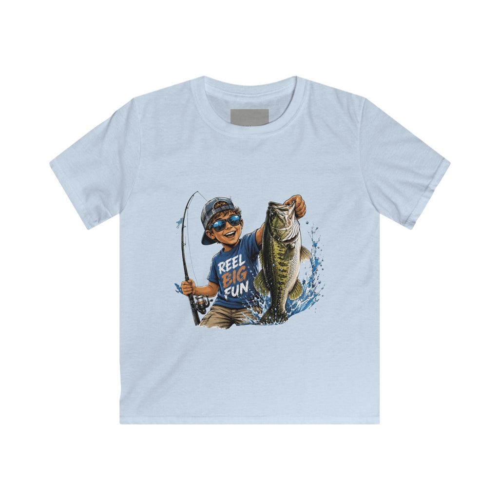 Kid Fisherboy Holding Big Bass Tee | Reel Fun Fishing Kids Shirt