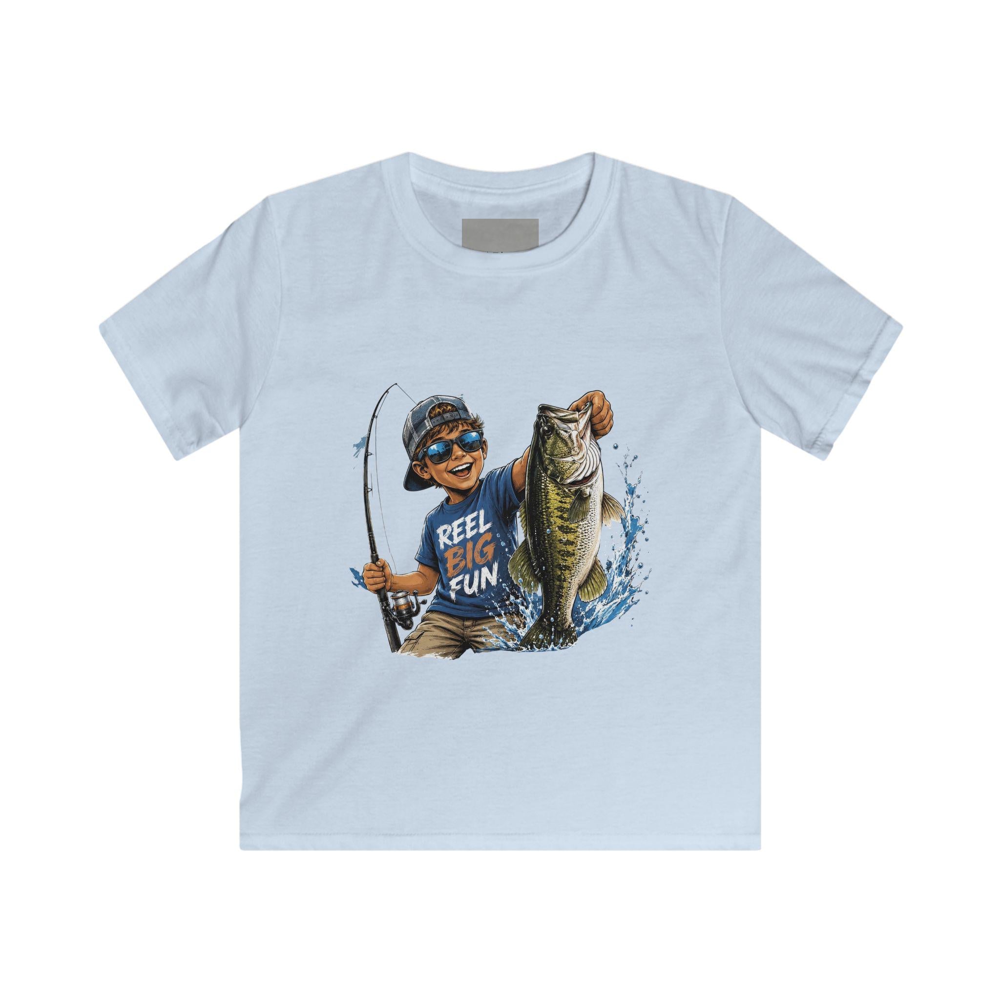Kid Fisherboy Holding Big Bass Tee | Reel Fun Fishing Kids Shirt