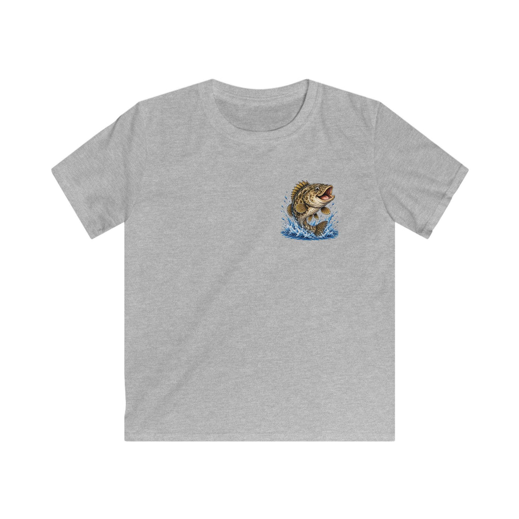 Jumping Bass Fish Kids T-Shirt | Fishing Graphic, Splash Design