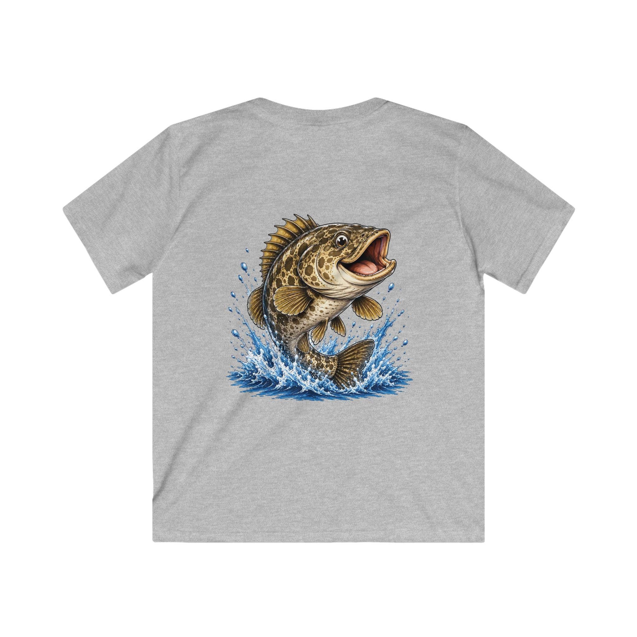 Jumping Bass Fish Kids T-Shirt | Fishing Graphic, Splash Design