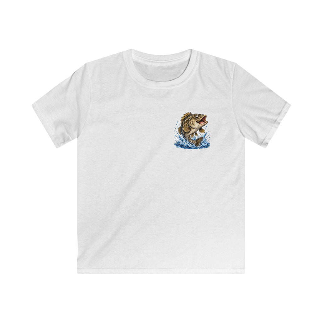 Jumping Bass Fish Kids T-Shirt | Fishing Graphic, Splash Design